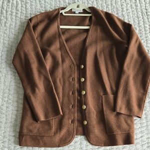 JCrew Giselle V neck Sweater Blazer In Heather Walnut SMALL